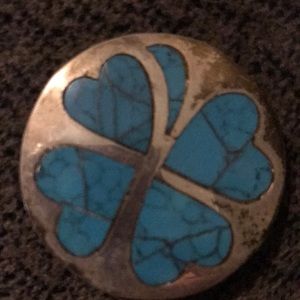 Sterling silver four leaf heart clover brooch/pin